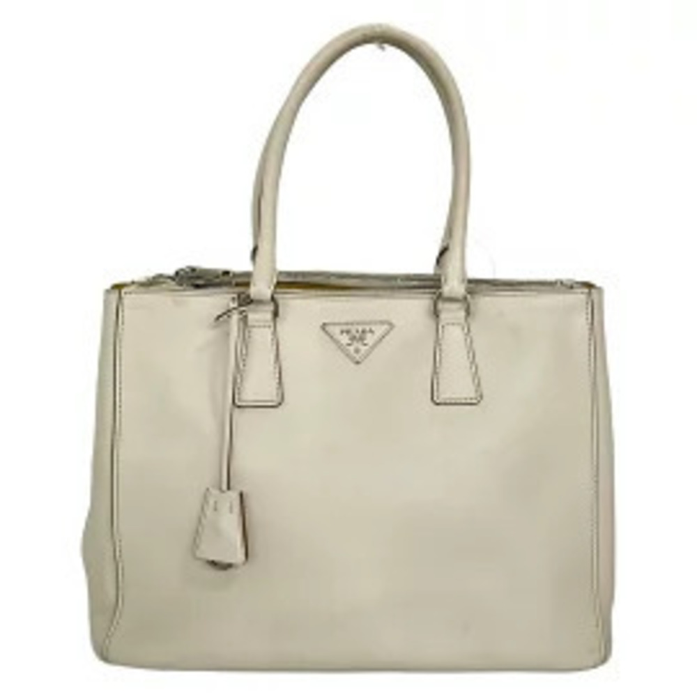 Prada Saffiano leather tote bag logo Ivory White leather
